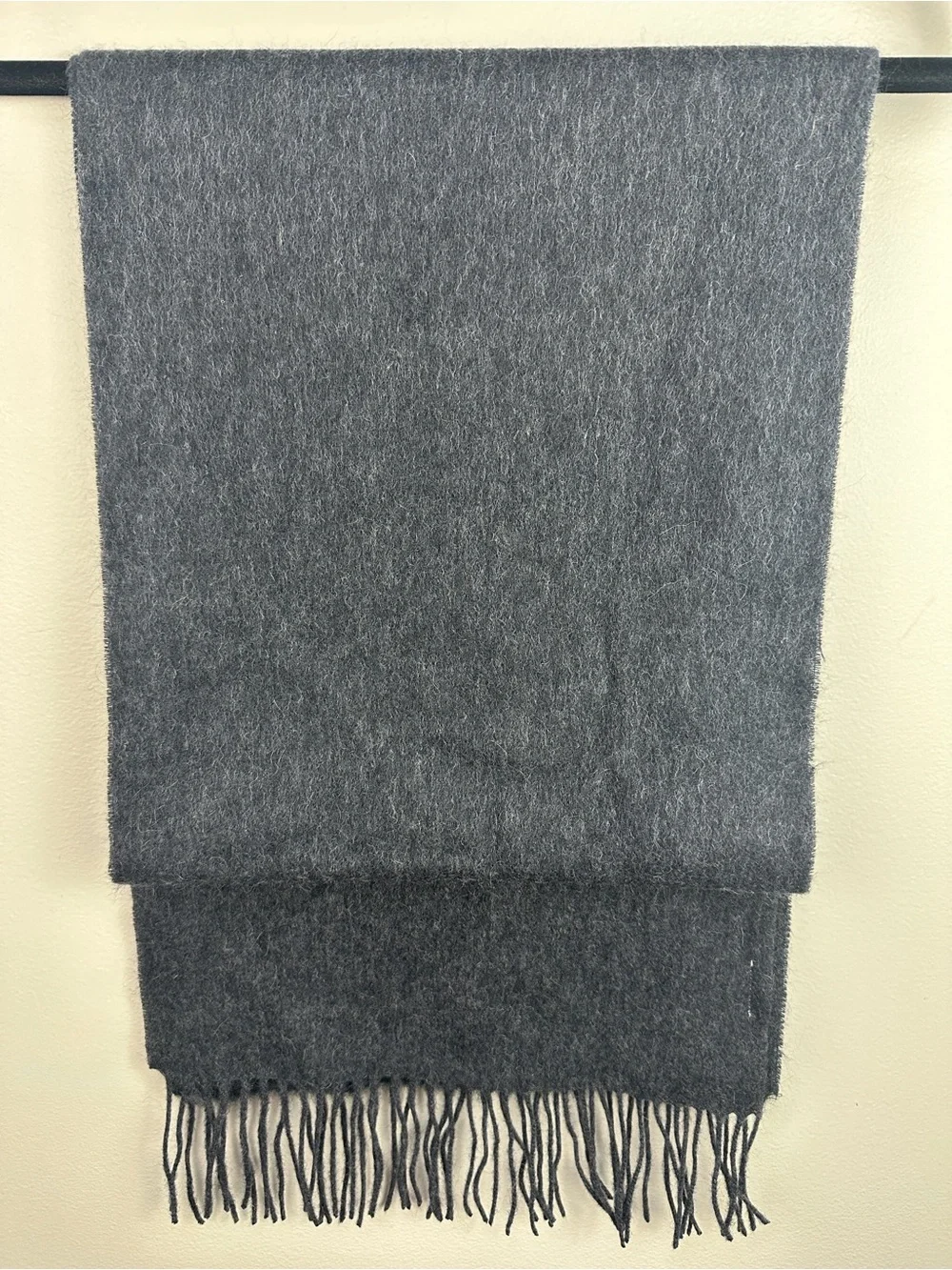 90s Corporate Gift Jim Beam Charcoal Embroidered 100% Wool Fringed Scarf NEW!